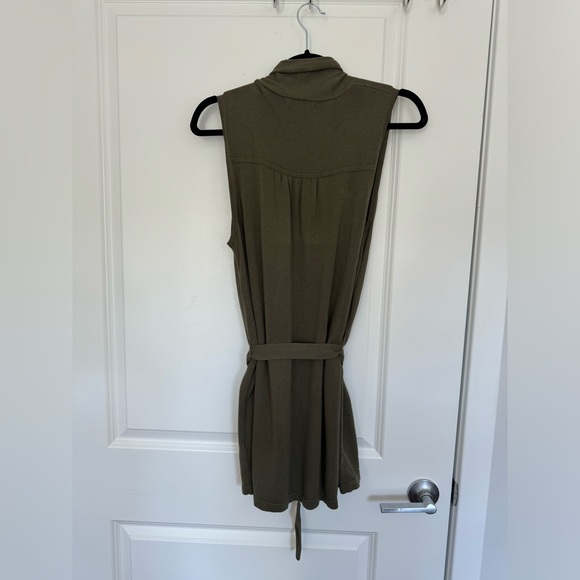 Banana Republic sweater vest size XS/S ties in the waist green autumn cotton - Picture 6 of 6